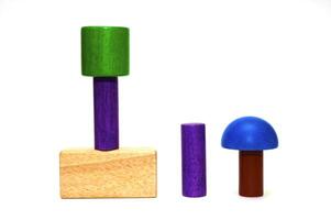 Colored wooden toys for the building photo