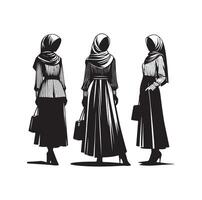 hijab style fashion illustration design silhouette style vector