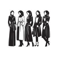 hijab style fashion illustration design silhouette style vector