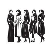 hijab style fashion illustration design silhouette style vector