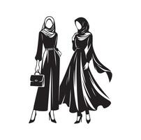 hijab style fashion illustration design silhouette style vector