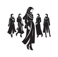 hijab style fashion illustration design silhouette style vector