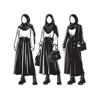 hijab style fashion illustration design silhouette style vector