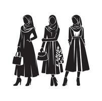 hijab style fashion illustration design silhouette style vector