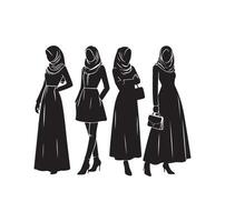 hijab style fashion illustration design silhouette style vector