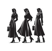 hijab style fashion illustration design silhouette style vector