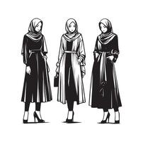 hijab style fashion illustration design silhouette style vector