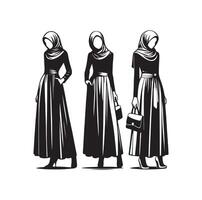 hijab style fashion illustration design silhouette style vector