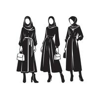 hijab style fashion illustration design silhouette style vector