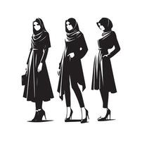 hijab style fashion illustration design silhouette style vector