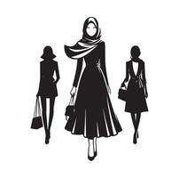 hijab style fashion illustration design silhouette style vector