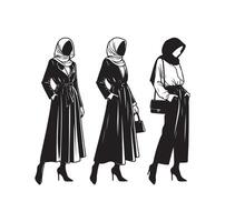 hijab style fashion illustration design silhouette style vector