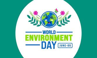 5 June is World environment day background template. Holiday concept. use to background, banner, placard, card, and poster design template with text inscription and standard color. vector