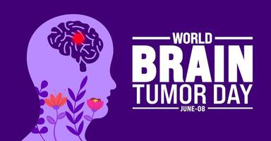 8 June is World Brain Tumor Day background design template. Holiday concept. use to background, banner, placard, card, and poster design template with text inscription and standard color. vector