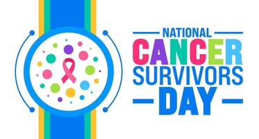 June is National cancer survivors day background template. Holiday concept. use to background, banner, placard, card, and poster design template with text inscription and standard color. vector