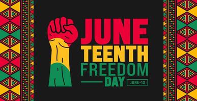 13 June is Juneteenth Freedom Day background template. Holiday concept. use to background, banner, placard, card, and poster design template. vector