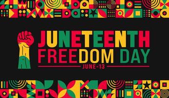 13 June is Juneteenth Freedom Day background template. Holiday concept. use to background, banner, placard, card, and poster design template. vector