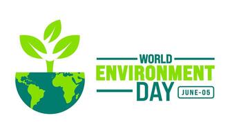 5 June is World environment day background template. Holiday concept. use to background, banner, placard, card, and poster design template with text inscription and standard color. vector