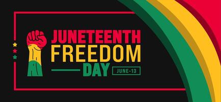 13 June is Juneteenth Freedom Day background template. Holiday concept. use to background, banner, placard, card, and poster design template. vector