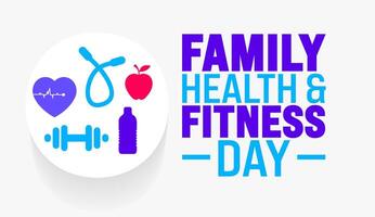 June is Family health and fitness day background template. Holiday concept. use to background, banner, placard, card, and poster design template with text inscription and standard color. vector