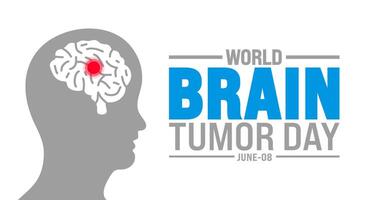 8 June is World Brain Tumor Day background design template. Holiday concept. use to background, banner, placard, card, and poster design template with text inscription and standard color. vector