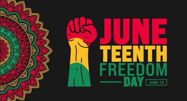 13 June is Juneteenth Freedom Day background template. Holiday concept. use to background, banner, placard, card, and poster design template. vector