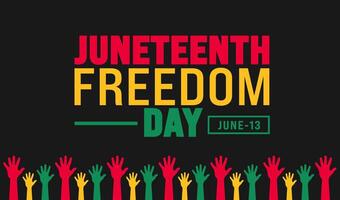 13 June is Juneteenth Freedom Day background template. Holiday concept. use to background, banner, placard, card, and poster design template. vector