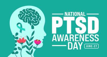 June is National ptsd awareness day background template. Holiday concept. use to background, banner, placard, card, and poster design template with text inscription and standard color. vector