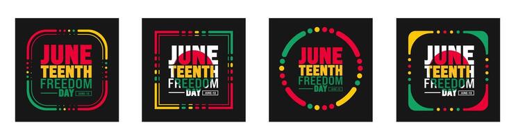 13 June is Juneteenth Freedom Day social media post banner design Tempalte set. Holiday concept. use to background, banner, placard, card, and poster design template with text inscription vector