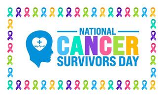 June is National cancer survivors day background template. Holiday concept. use to background, banner, placard, card, and poster design template with text inscription and standard color. vector