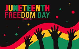 13 June is Juneteenth Freedom Day background template. Holiday concept. use to background, banner, placard, card, and poster design template. vector