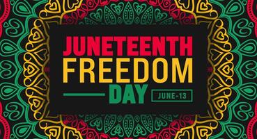 13 June is Juneteenth Freedom Day background template. Holiday concept. use to background, banner, placard, card, and poster design template. vector