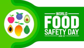 7 June is World Food Safety Day background design template. Holiday concept. use to background, banner, placard, card, and poster design template with text inscription and standard color. vector