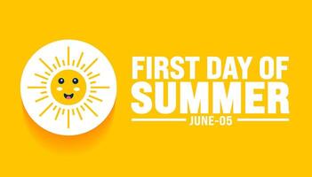 June is First day of summer background template. Holiday concept. use to background, banner, placard, card, and poster design template with text inscription and standard color. vector