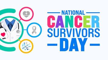 June is National cancer survivors day background template. Holiday concept. use to background, banner, placard, card, and poster design template with text inscription and standard color. vector