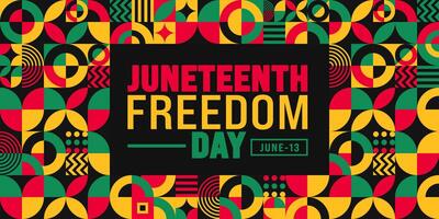 13 June is Juneteenth Freedom Day background template. Holiday concept. use to background, banner, placard, card, and poster design template. vector