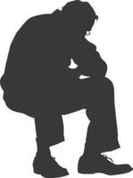 Silhouette sad elderly man sitting alone depressed sitting black color only vector