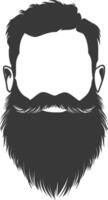 Silhouette beard hair mustache man only black color only vector