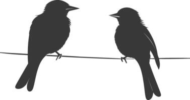 Silhouette birds on wire black color only vector