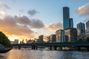 Cityscape image of Melbourne, during summer sunset. - 28 December 2012, Melbourne, Australia. photo