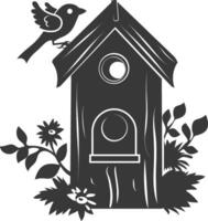 Silhouette bird house black color only vector