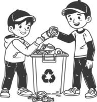 outline illustration for positive activities for throw garbage in the place vector