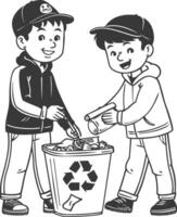 outline illustration for positive activities for throw garbage in the place vector