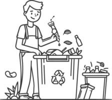 outline illustration for positive activities for throw garbage in the place vector