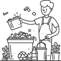 outline illustration for positive activities for throw garbage in the place vector