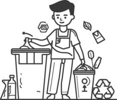 outline illustration for positive activities for throw garbage in the place vector