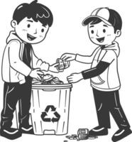 outline illustration for positive activities for throw garbage in the place vector