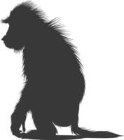 Silhouette Baboon animal black color only vector