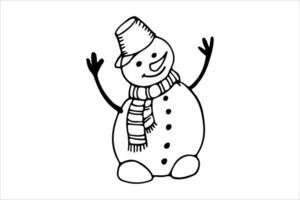 A snowman doodle Christmas outline isolated illustration vector