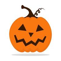 Halloween pumpkin with carved face cartoon isolated illustration on white background. Cute smiling Jack Lantern icon vector